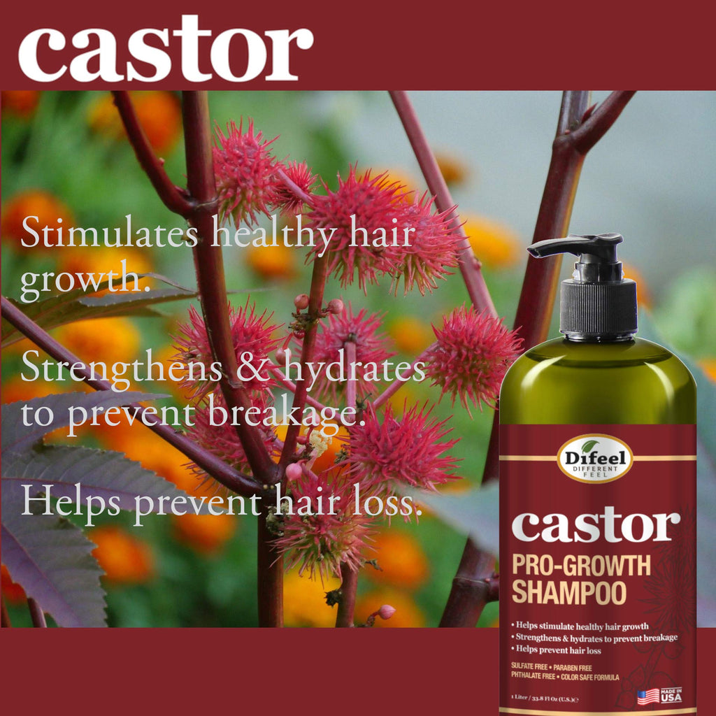 Difeel Pro-Growth Hair Care Set with Castor Oil – 3-Piece Shampoo, Conditioner & Hair Oil (Made in USA)