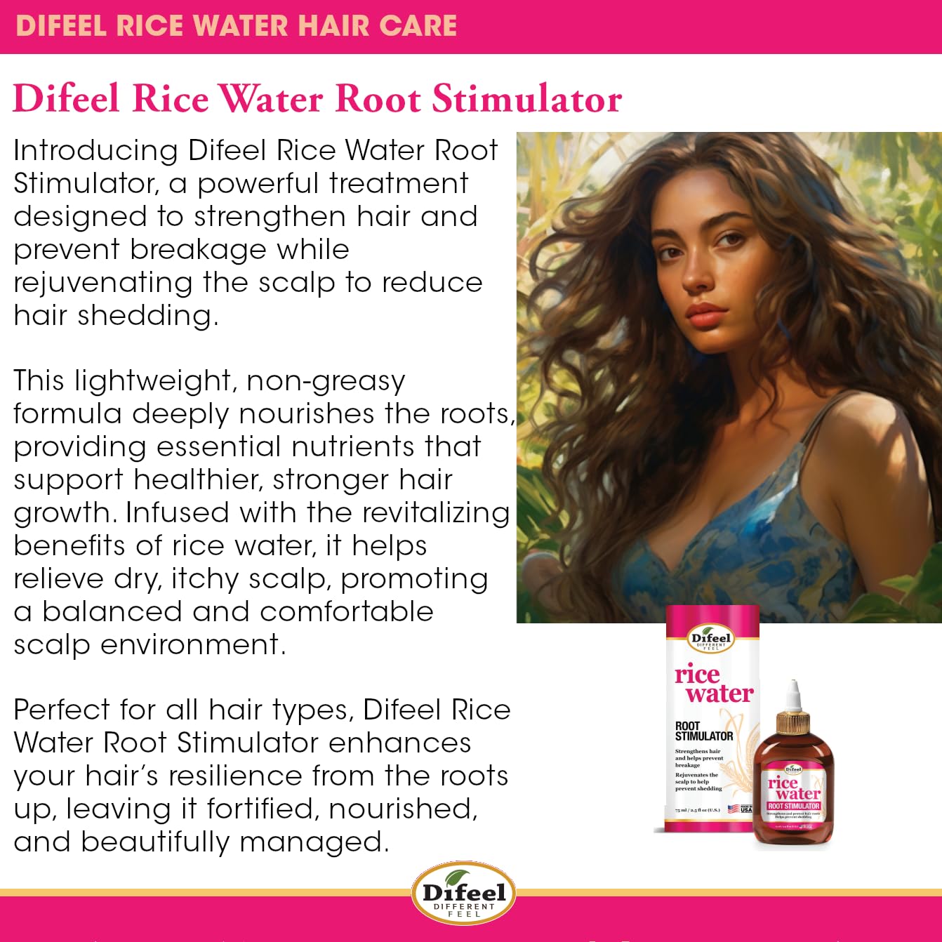 Difeel Rice Water Root Stimulator 7.1 oz – Strengthen Hair Roots