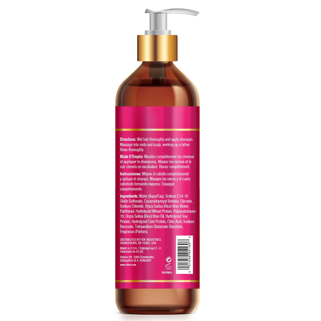 Difeel Rice Water Shampoo 33.8 oz | Strengthening Sulfate-Free Shampoo for All Hair Types