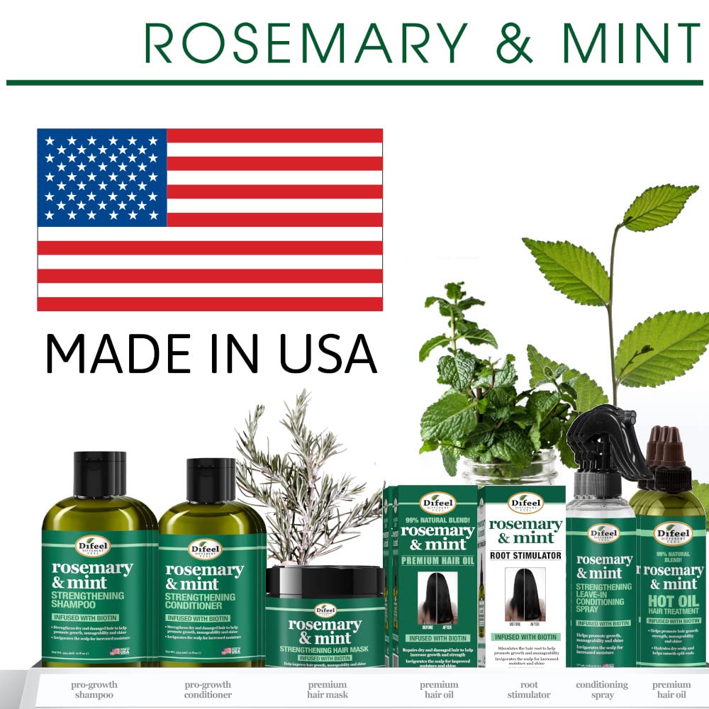 Difeel Rosemary Mint Biotin 4-Piece Box Set | Shampoo, Conditioner, Hair Mask & Hair Oil