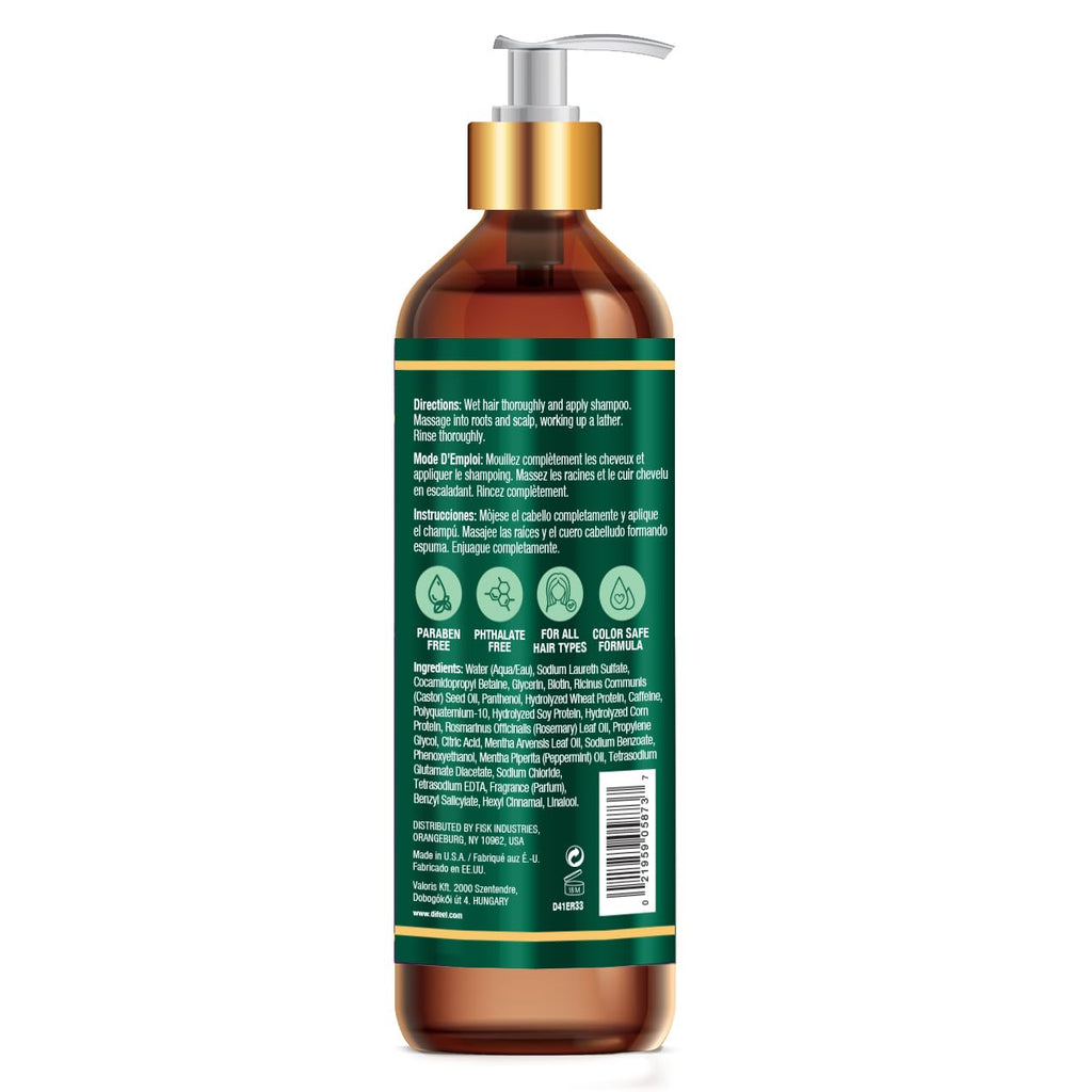 Difeel Rosemary Mint Strengthening Shampoo with Biotin – 33.8 oz, Made with Rosemary Oil for Hair Growth