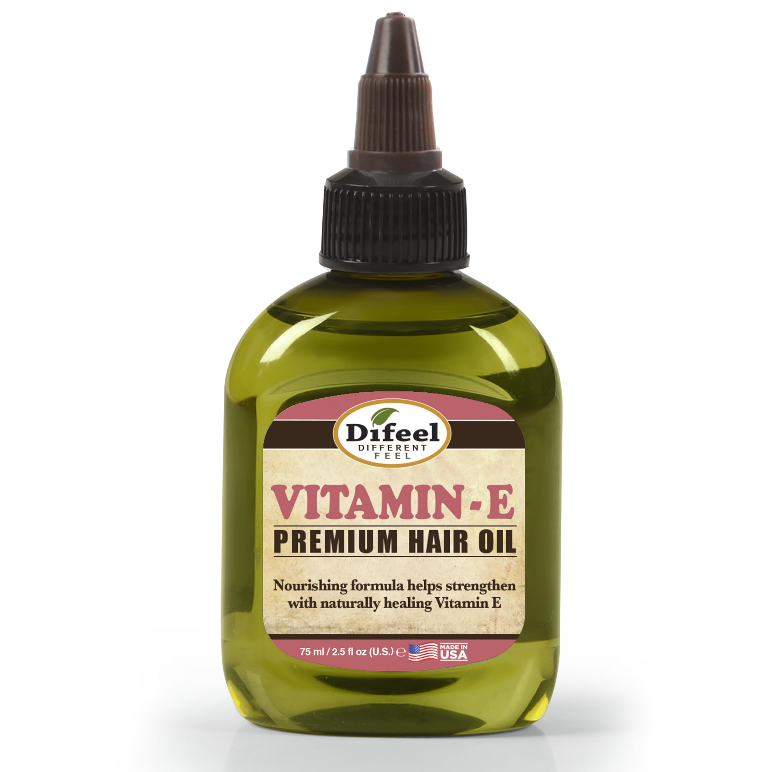Difeel Premium Natural Hair Oil with Vitamin E - 2.5 oz Bottle (6-Pack)