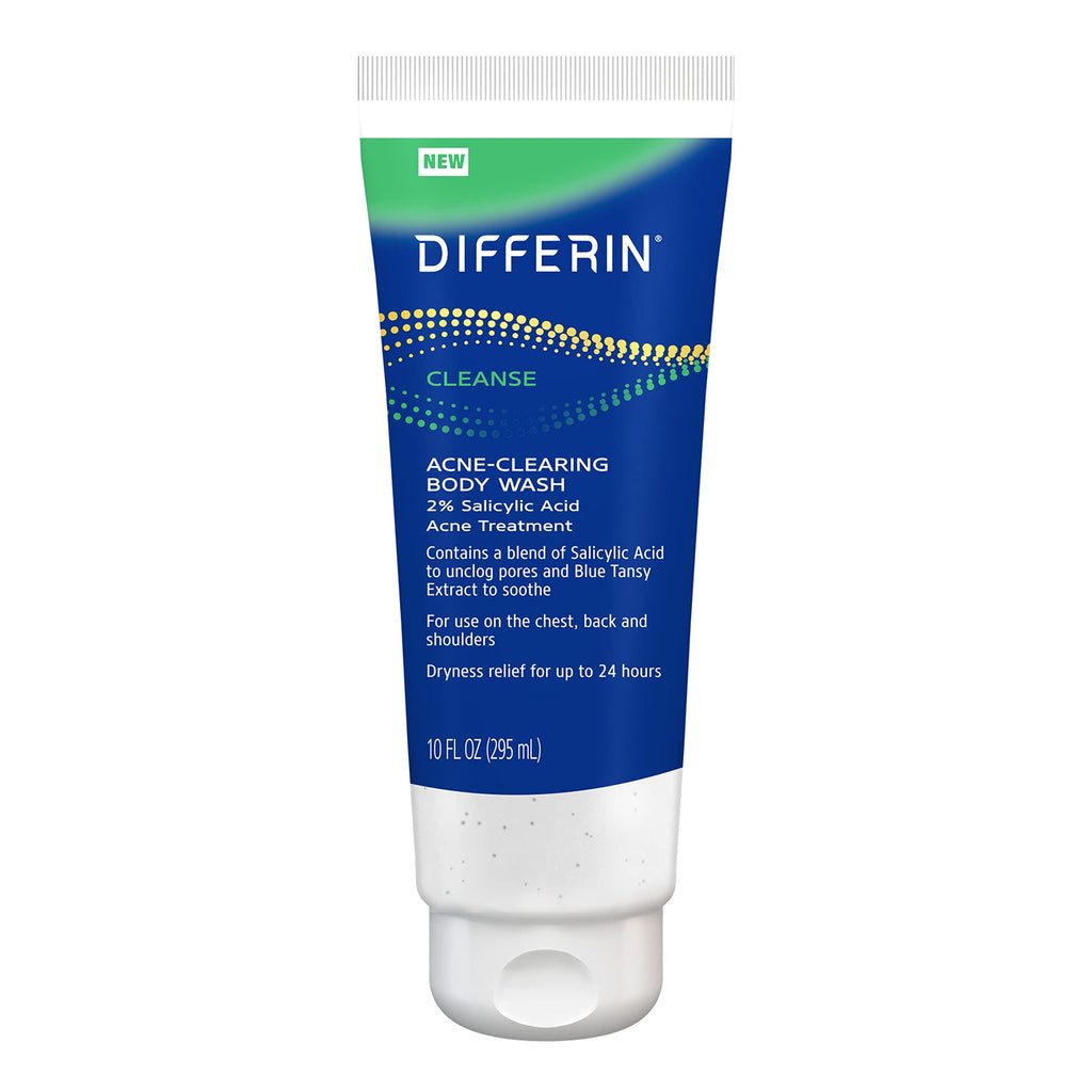 Differin Acne-Clearing Body Wash | 2% Salicylic Acid, Hyaluronic Acid & Blue Tansy | Back, Chest & Shoulders | 10 oz