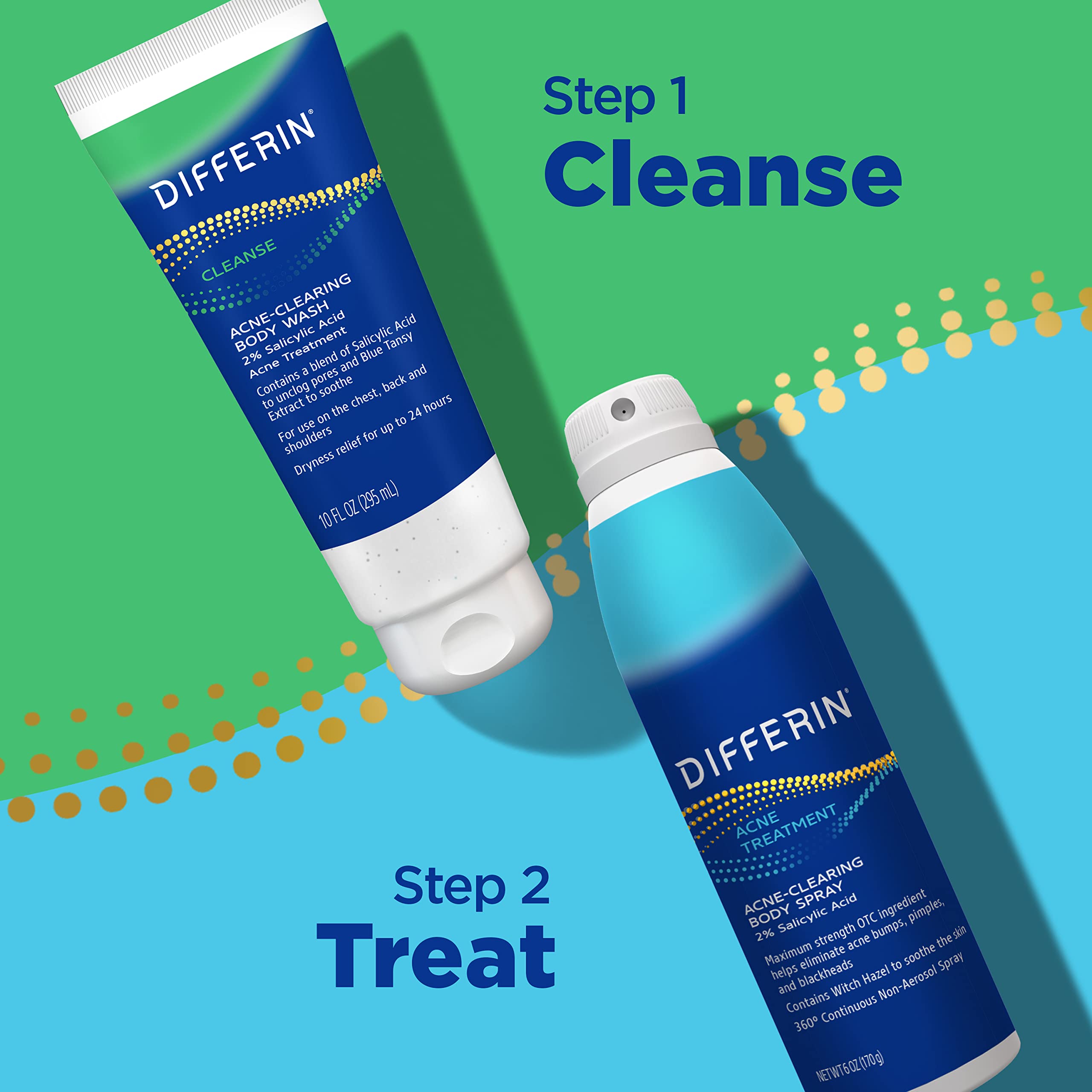 Differin Acne-Clearing Body Wash | 2% Salicylic Acid, Hyaluronic Acid & Blue Tansy | Back, Chest & Shoulders | 10 oz
