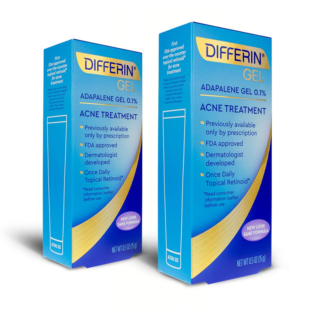 Differin Adapalene Gel 0.1% Acne Treatment – 0.5 Oz Each (Value Pack of 2) | Rx-Strength Acne Care
