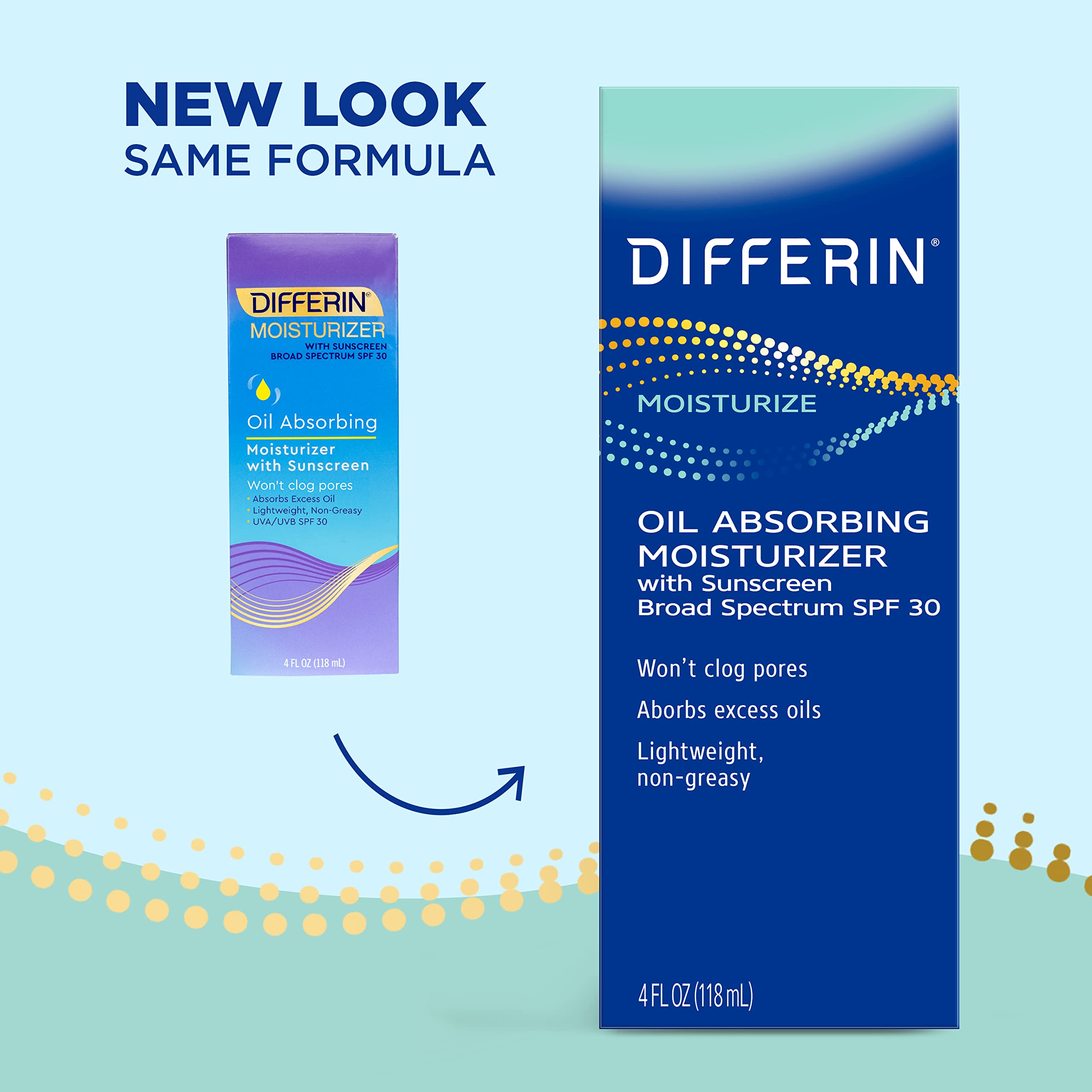 Differin Oil Absorbing Moisturizer with SPF 30 | Matte Finish, Non-Greasy Hydration for Acne-Prone Skin