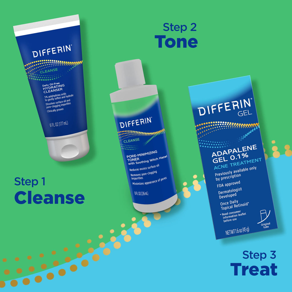 Differin Witch Hazel Toner – Pore-Minimizing, Alcohol-Free Skin Prep for Acne-Prone Skin (8 oz)