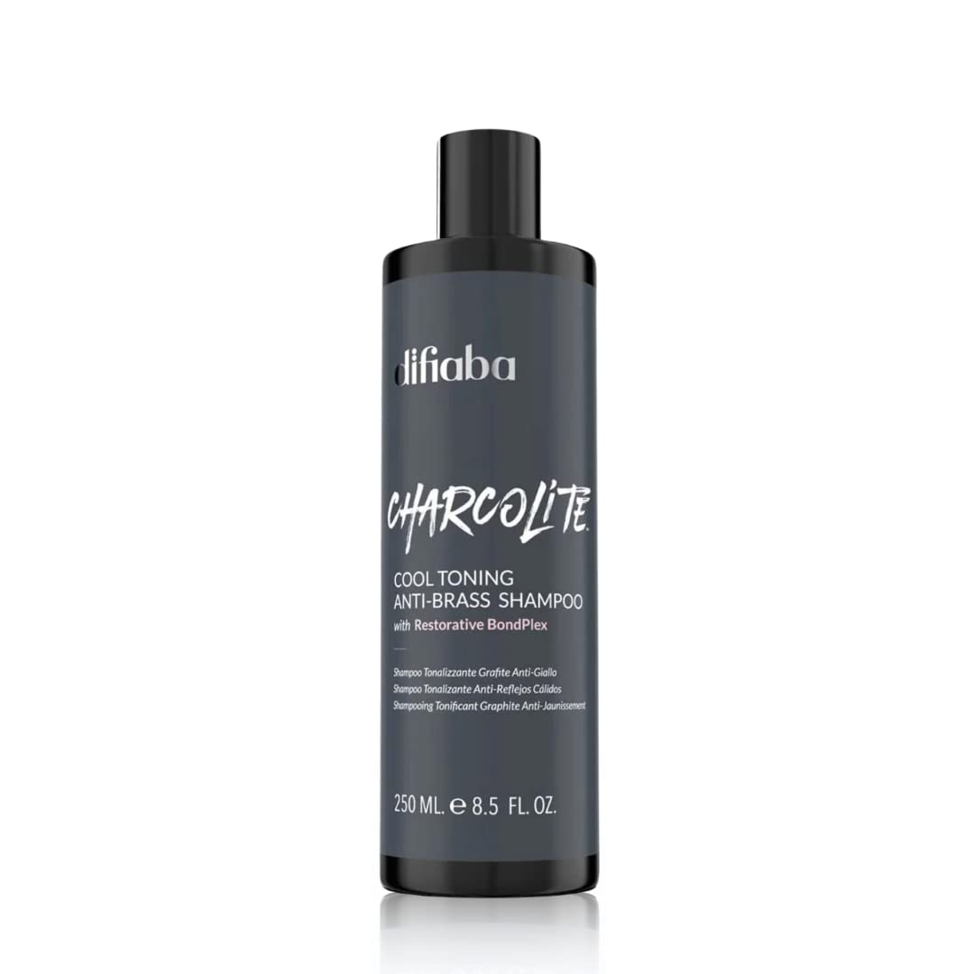Difiaba Charcolite Cool Toning Duo — Activated Charcoal & BondPlex | Neutralizes Brass, Strengthens Hair (2 x 8.5 oz)
