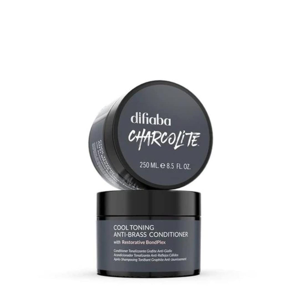 Difiaba Charcolite Cool Toning Duo — Activated Charcoal & BondPlex | Neutralizes Brass, Strengthens Hair (2 x 8.5 oz)