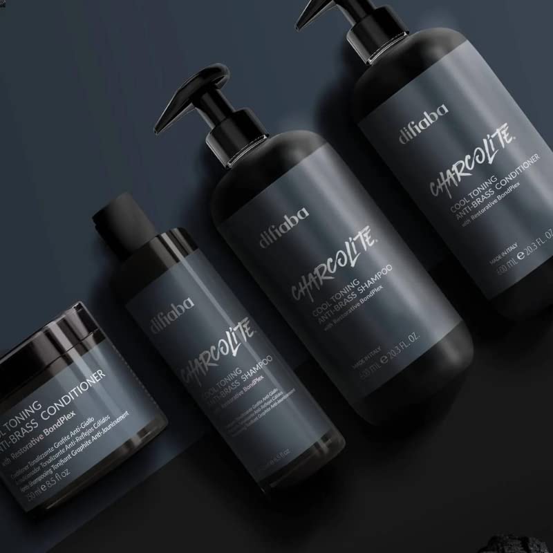 Difiaba Charcolite Cool Toning Duo — Activated Charcoal & BondPlex | Neutralizes Brass, Strengthens Hair (2 x 8.5 oz)