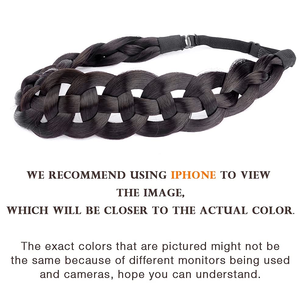 DIGUAN Hollow-Out Synthetic Hair Braided Headband – Deep Brown for Women