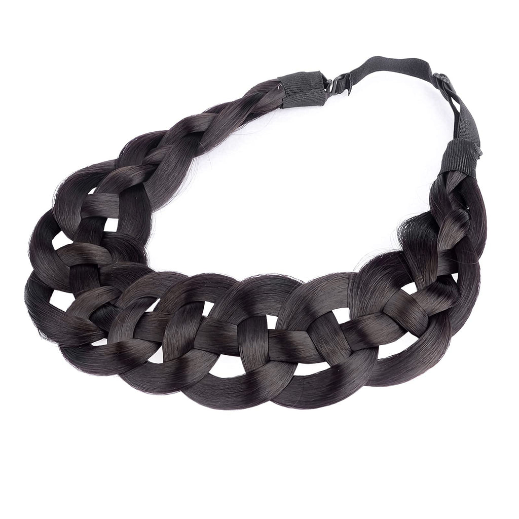DIGUAN Hollow-Out Synthetic Hair Braided Headband – Deep Brown for Women