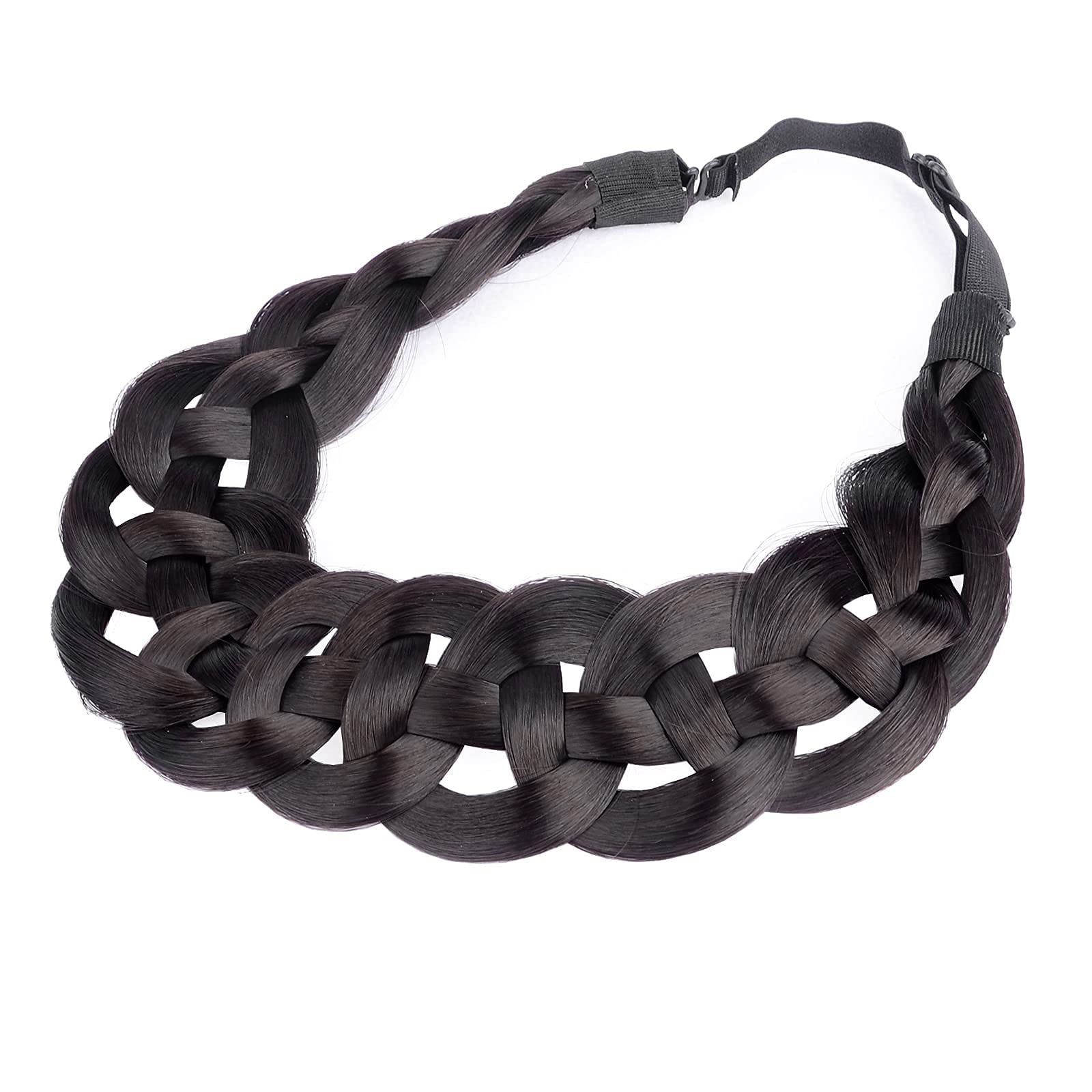 DIGUAN Hollow-Out Synthetic Hair Braided Headband – Deep Brown for Women