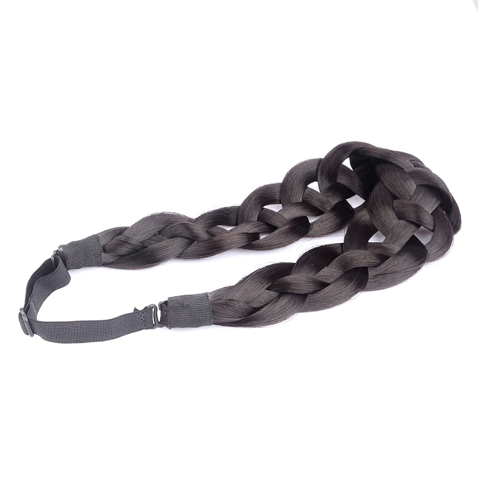 DIGUAN Hollow-Out Synthetic Hair Braided Headband – Deep Brown for Women