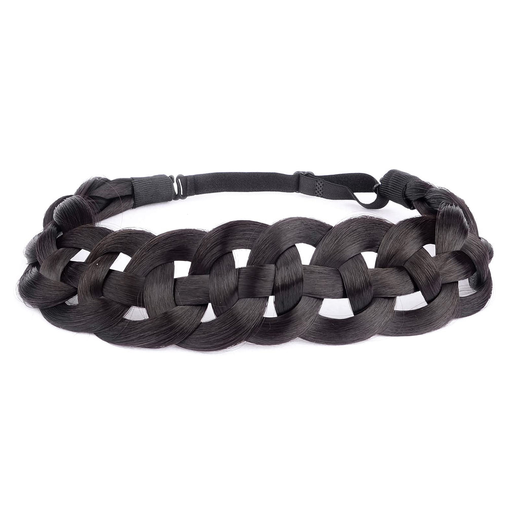 DIGUAN Hollow-Out Synthetic Hair Braided Headband – Deep Brown for Women