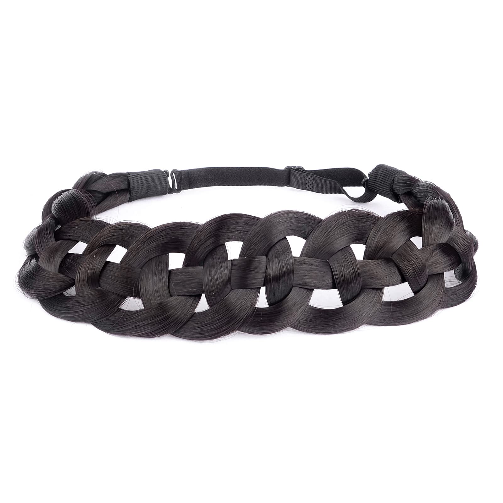 DIGUAN Hollow-Out Synthetic Hair Braided Headband – Deep Brown for Women