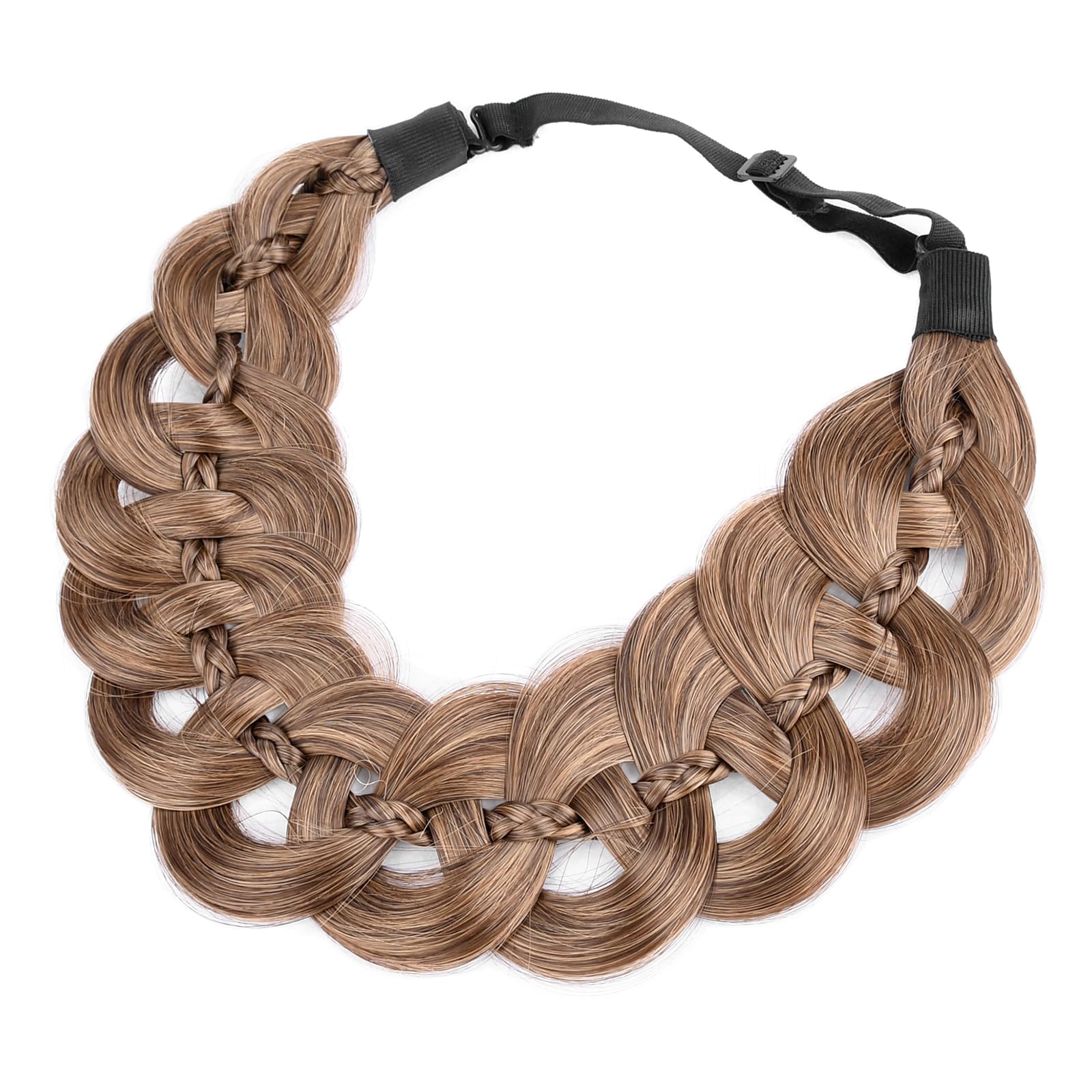 DIGUAN Hollow-Out Wide Braid Hairpiece with Thin Braid – Claybank (Wide)