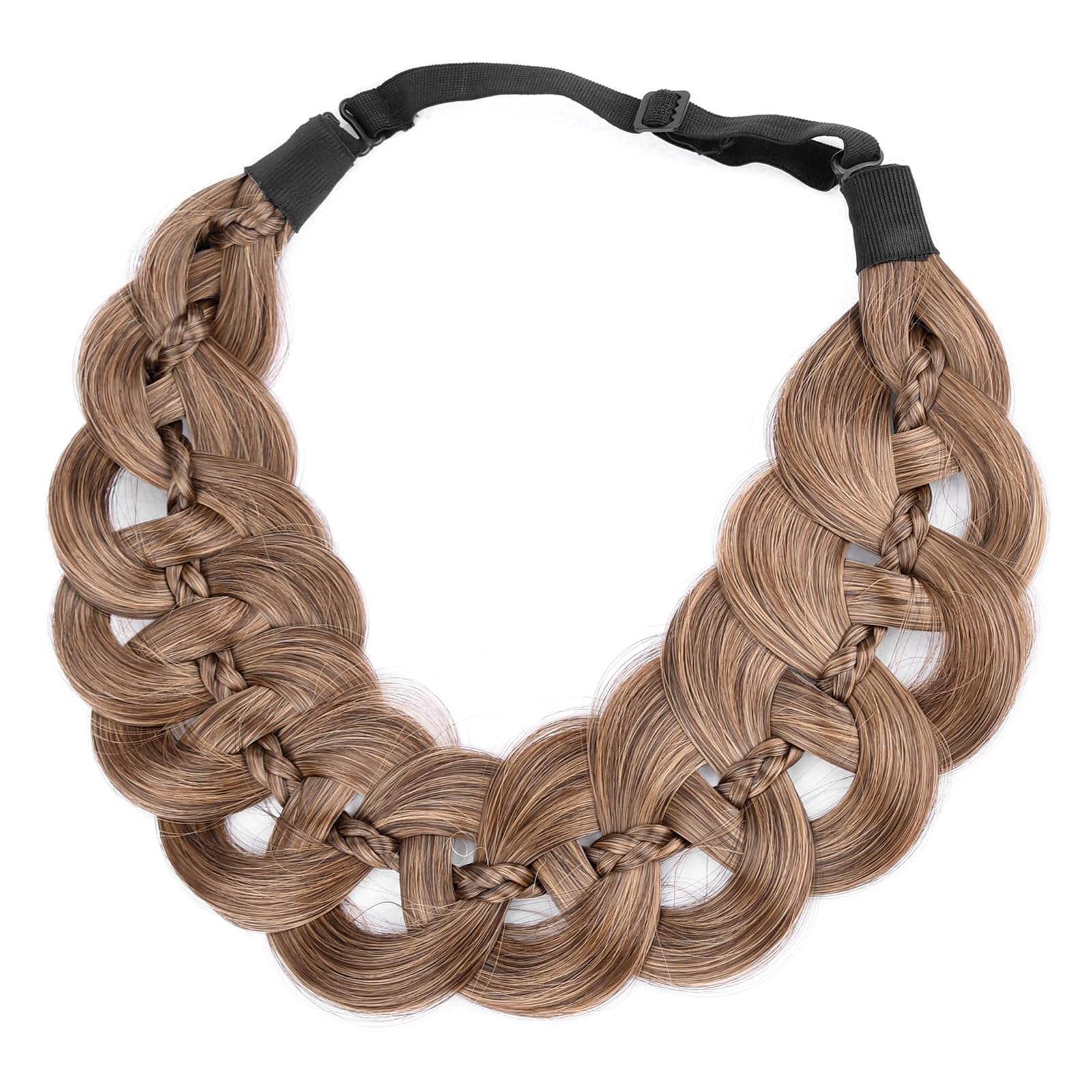 DIGUAN Hollow-Out Wide Braid Hairpiece with Thin Braid – Claybank (Wide)