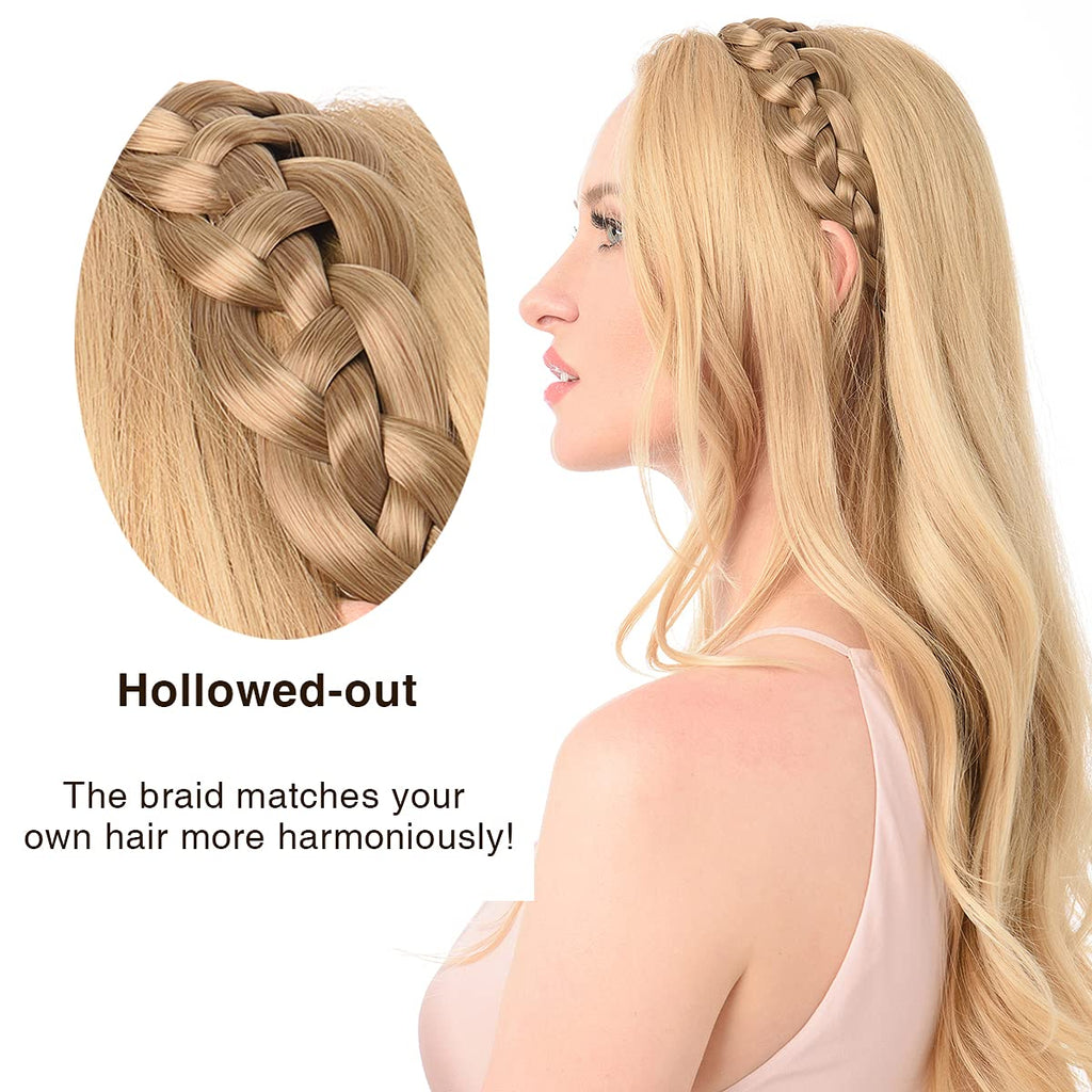 DIGUAN Hollow-Out Synthetic Hair Braided Headband – Deep Brown for Women