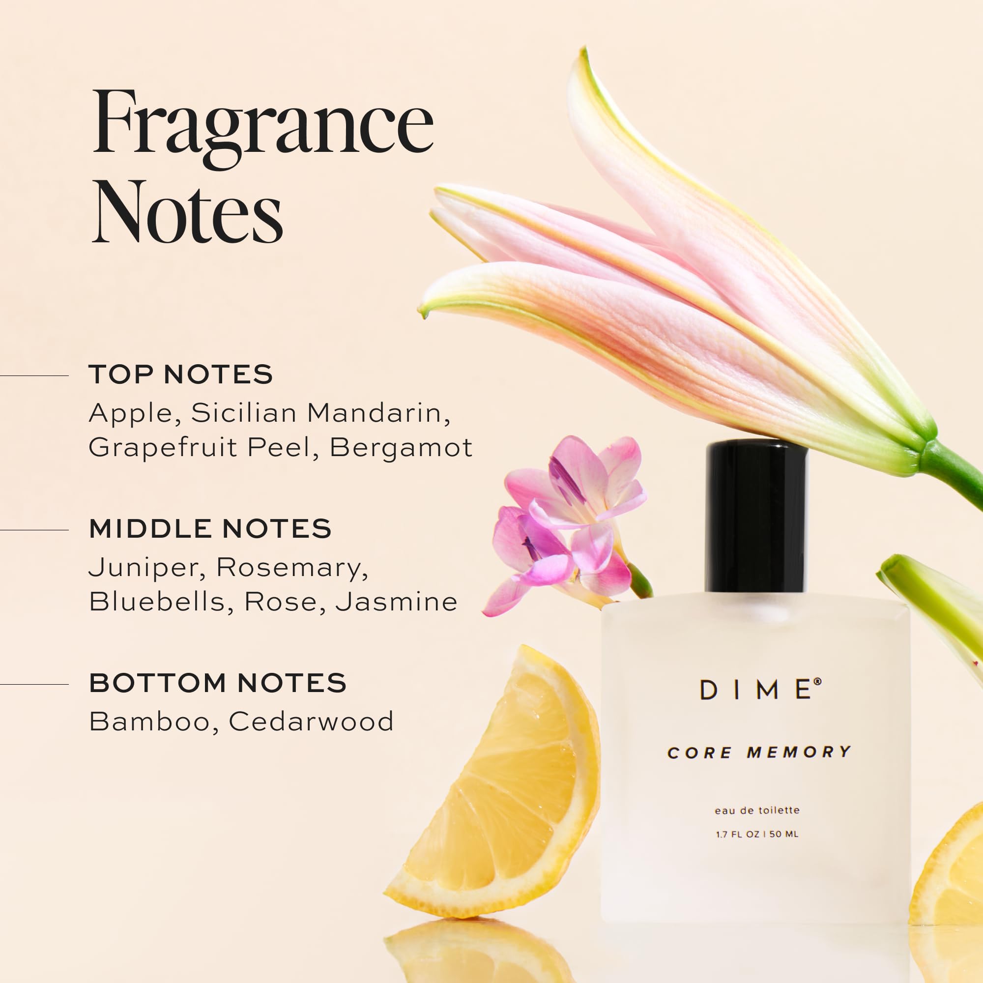 DIME Beauty Core Memory Perfume for Women – Bright & Citrusy Scent, 1.7 oz / 50 ml