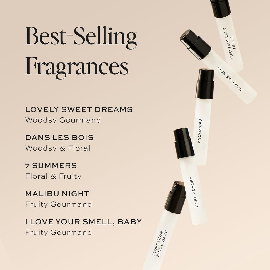 DIME Beauty Perfume Sampler — Hypoallergenic, Clean Fragrances for Women (Set of 5, 2 ml)
