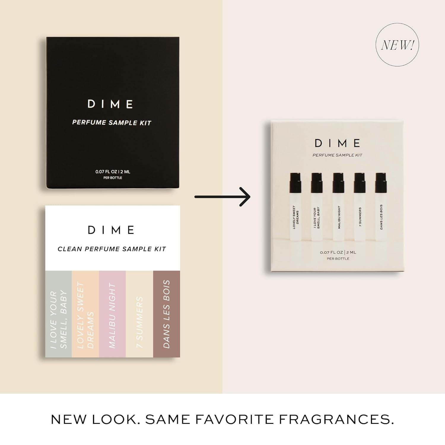 DIME Beauty Perfume Sampler — Hypoallergenic, Clean Fragrances for Women (Set of 5, 2 ml)