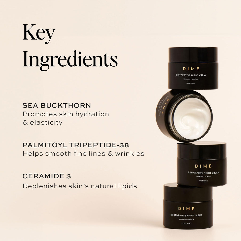DIME Beauty Restorative Night Cream | Ceramides & Sea Buckthorn | 1.7 oz / 50 ml in Pump