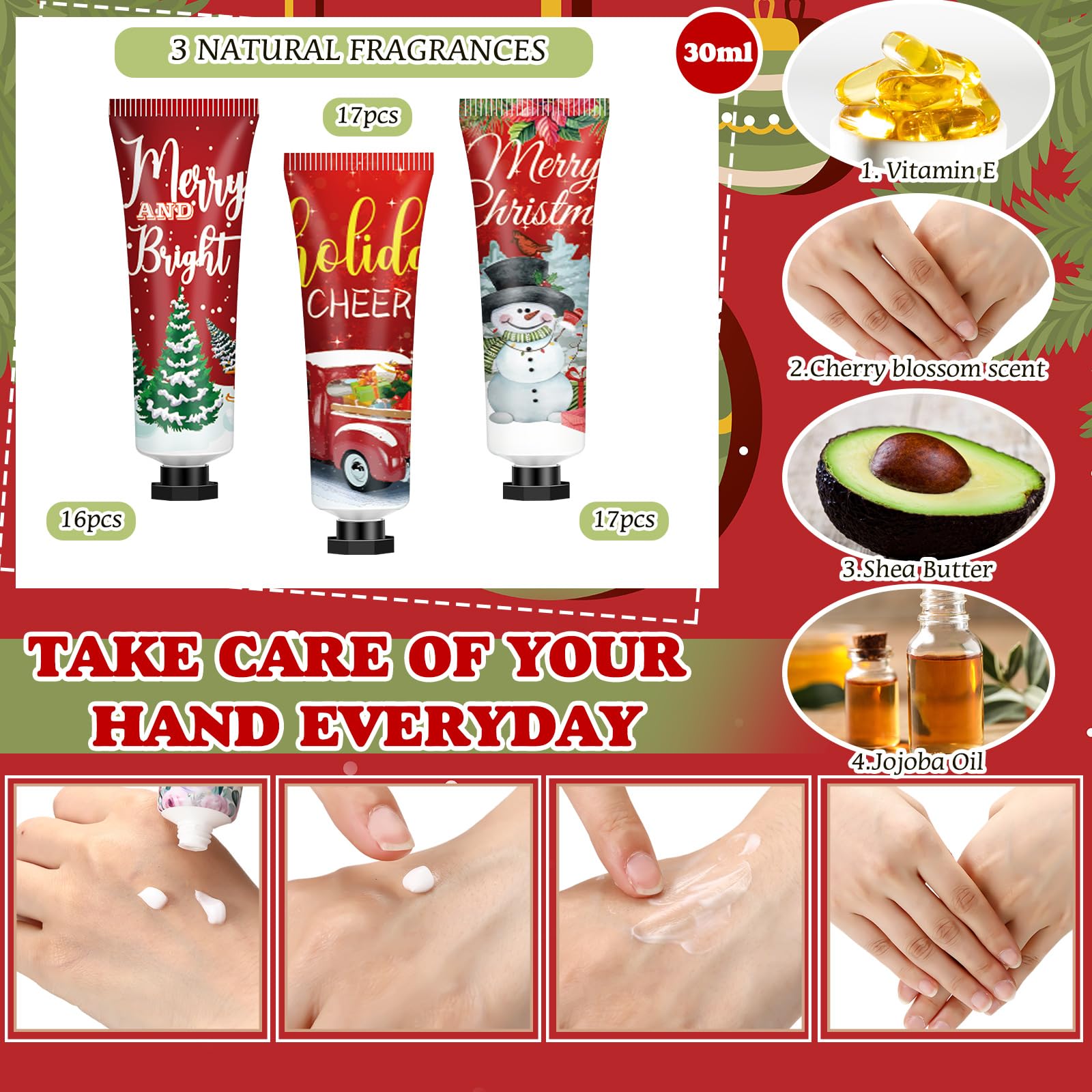 Dimsile 50-Set Christmas Hand Lotion & Lip Balm Gift Set with Organza Bags – Holiday Stocking Stuffers