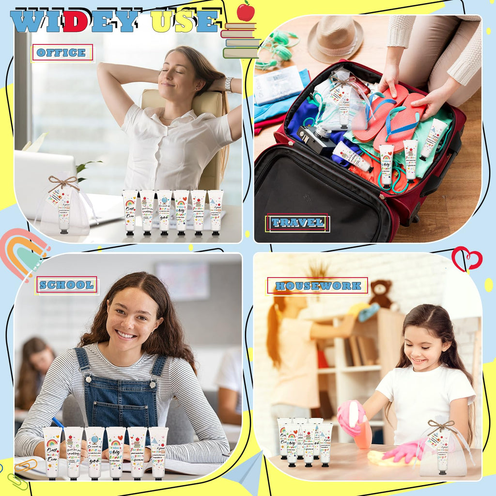 Dimsile 48-Set Teacher Appreciation Hand Cream Gift Set – Travel-Size Moisturizing Lotion with Cards & Organza Bags