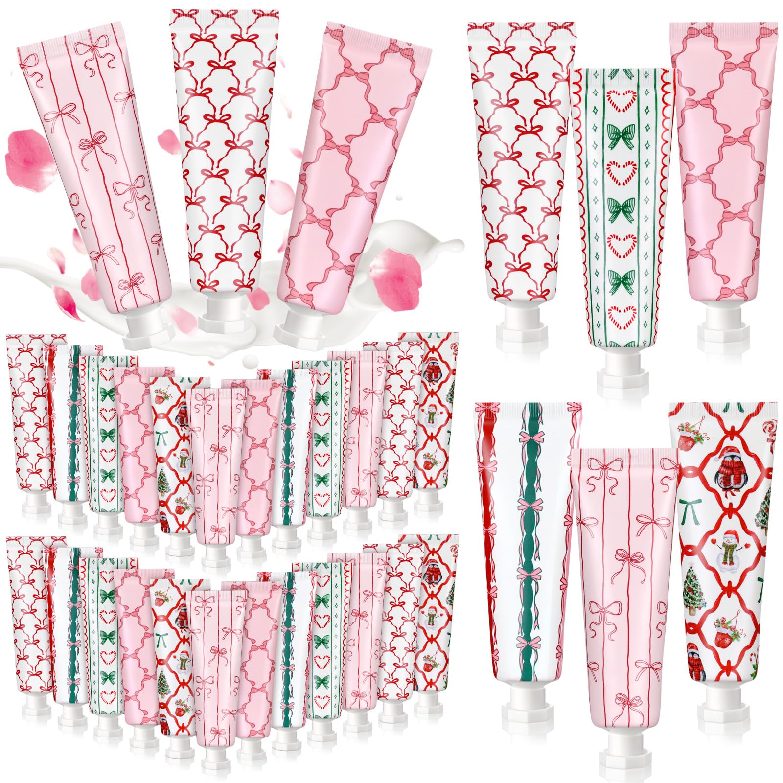 Dimsile Pink Bow Hand Cream 36-Pack – Travel-Size Moisturizers in Six Designs and Five Scents