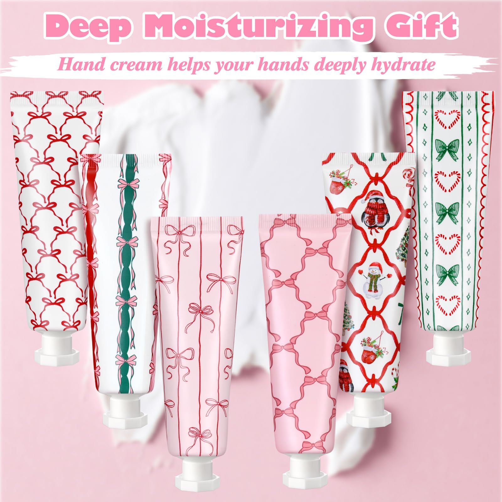 Dimsile Pink Bow Hand Cream 36-Pack – Travel-Size Moisturizers in Six Designs and Five Scents