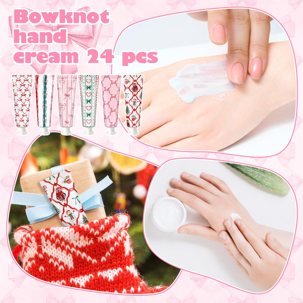 Dimsile Pink Bow Hand Cream 36-Pack – Travel-Size Moisturizers in Six Designs and Five Scents