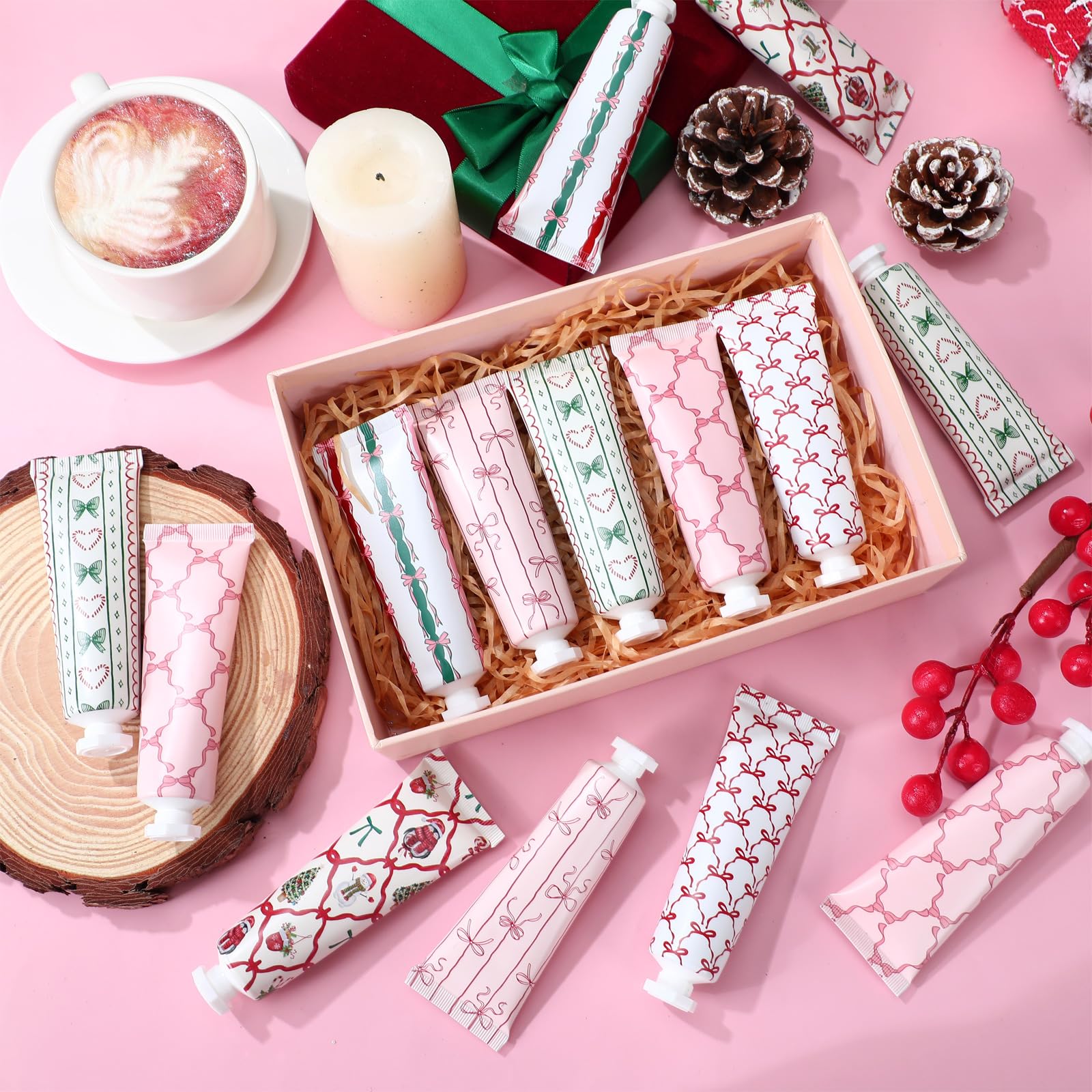 Dimsile Pink Bow Hand Cream 36-Pack – Travel-Size Moisturizers in Six Designs and Five Scents