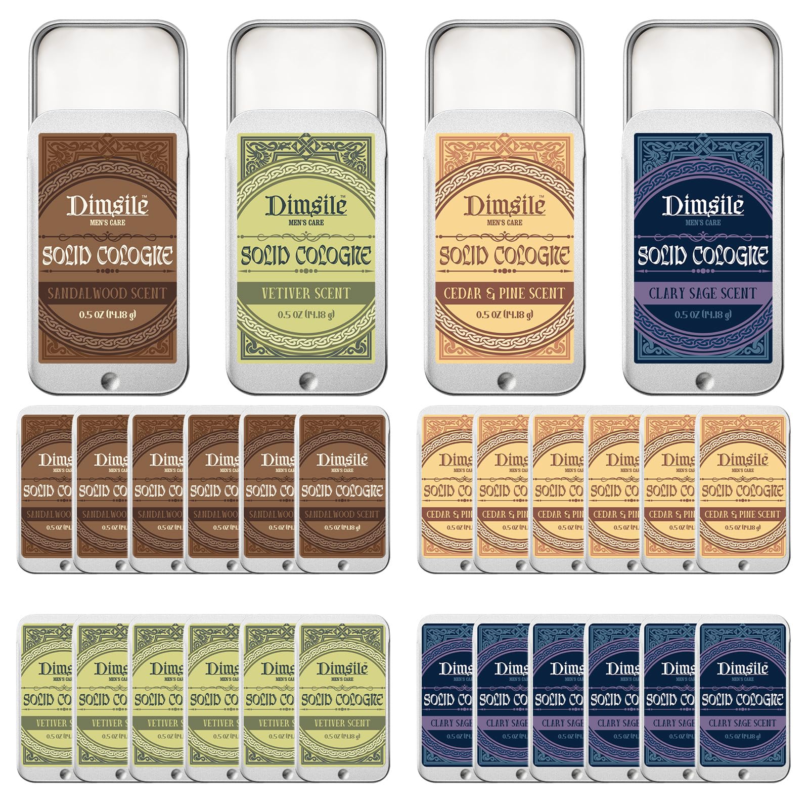 Dimsile 24-Piece Solid Cologne Gift Set – Travel-Size Men’s Fragrance Collection