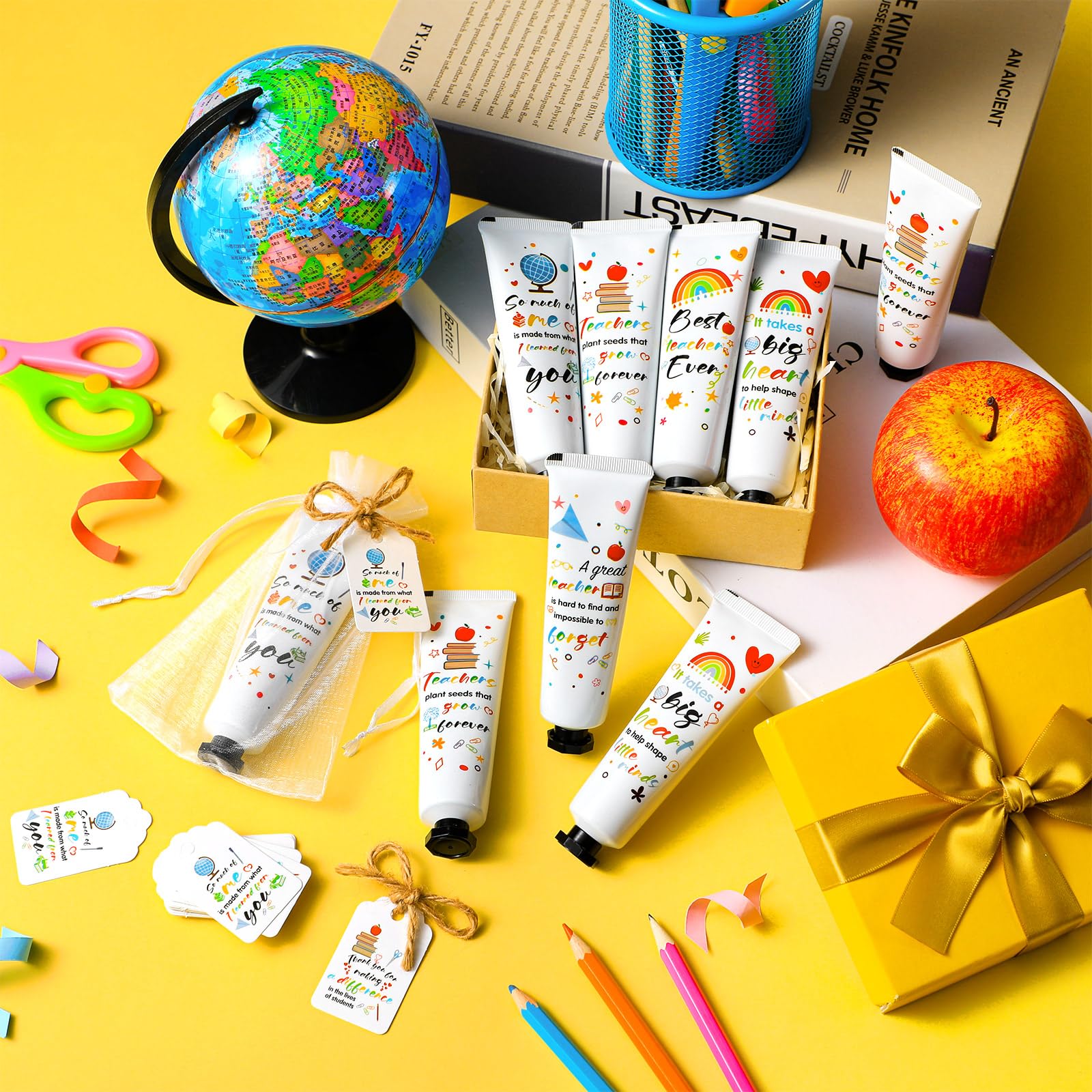 Dimsile 48-Set Teacher Appreciation Hand Cream Gift Set – Travel-Size Moisturizing Lotion with Cards & Organza Bags