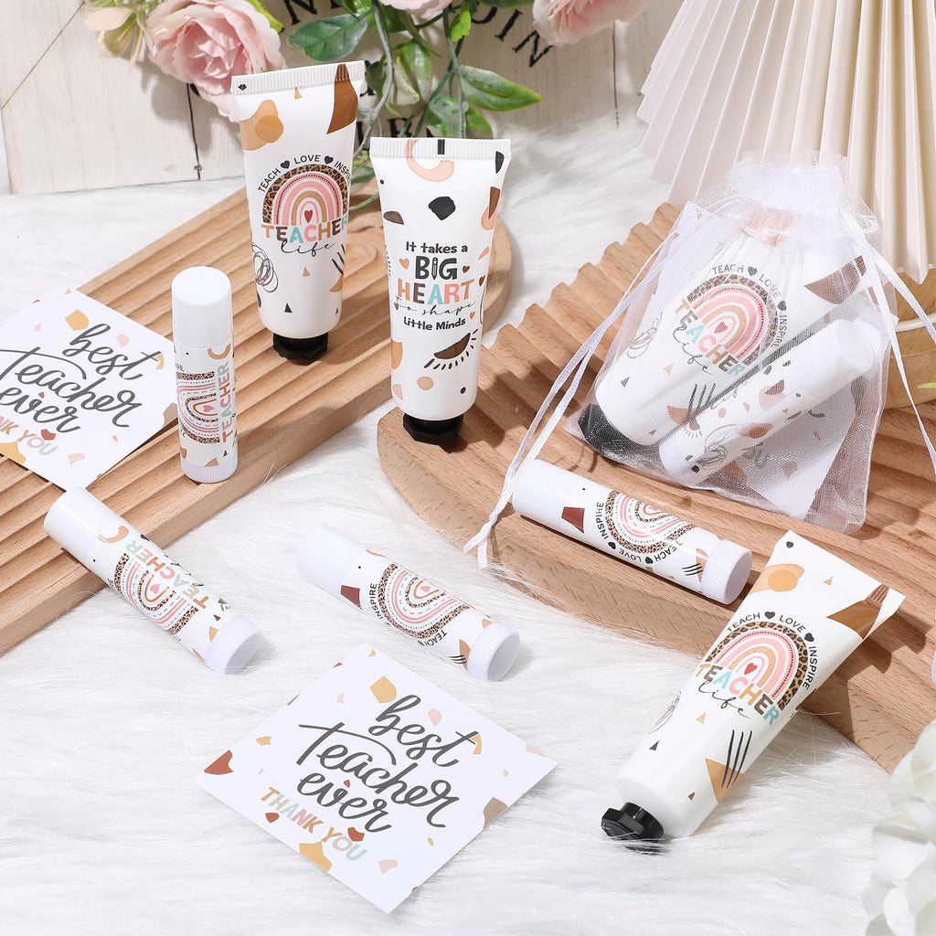 Dimsile 48-Set Christmas Teacher Gifts: Hand Cream, Lip Balm & Organza Bags