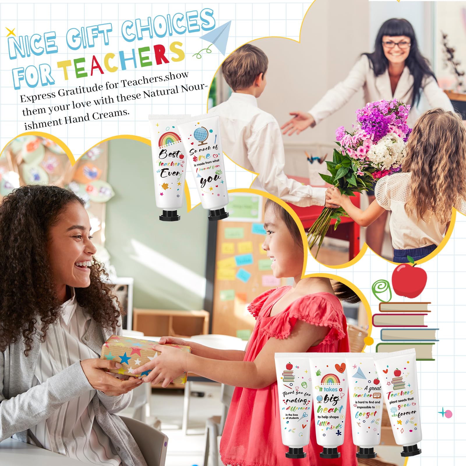 Dimsile 36-Set Teacher Appreciation Hand Cream Gift Set – Travel Size with Cards & Organza Bags