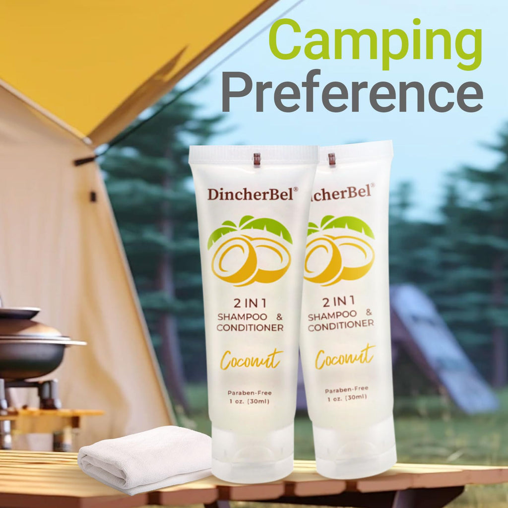 DincherBel Travel Size 2-in-1 Shampoo & Conditioner, 1 oz, 100 Pack