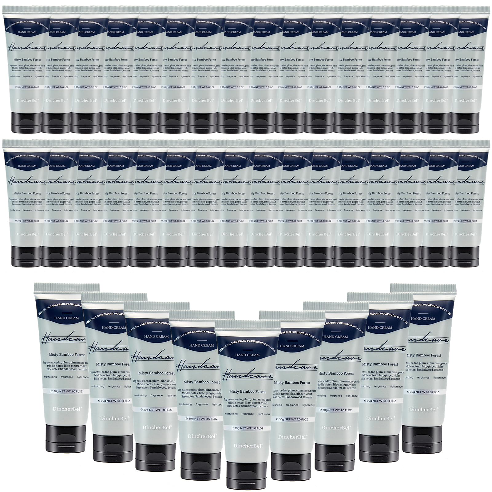 DincherBel 100-Pack Misty Bamboo Forest Hand Cream – Travel-Size Scented Hand Lotion Set (1 oz / 30 ml)