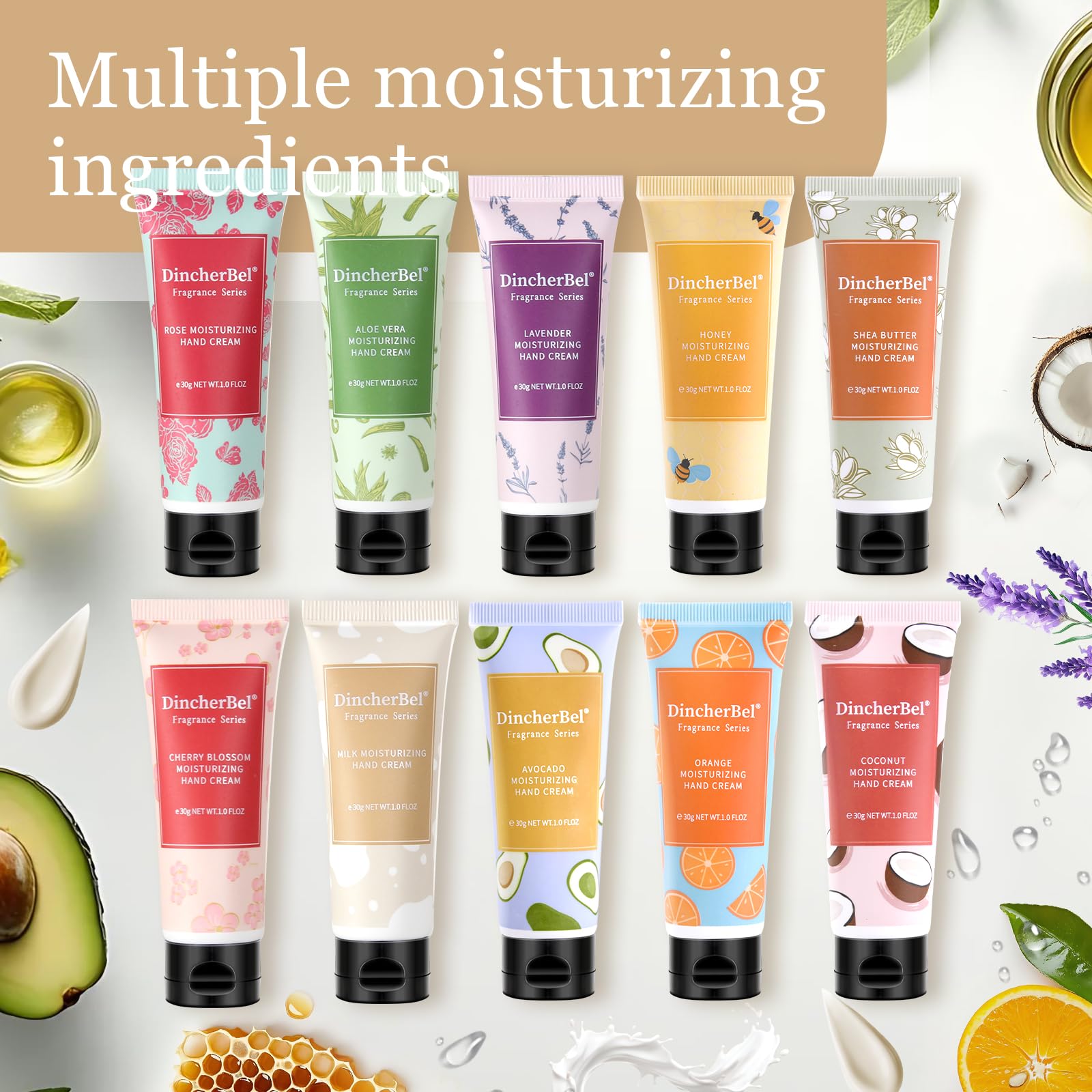 DincherBel 100 Pack Coconut Hand Cream Bulk – Travel-Size, Non-Greasy Hydration 1 oz