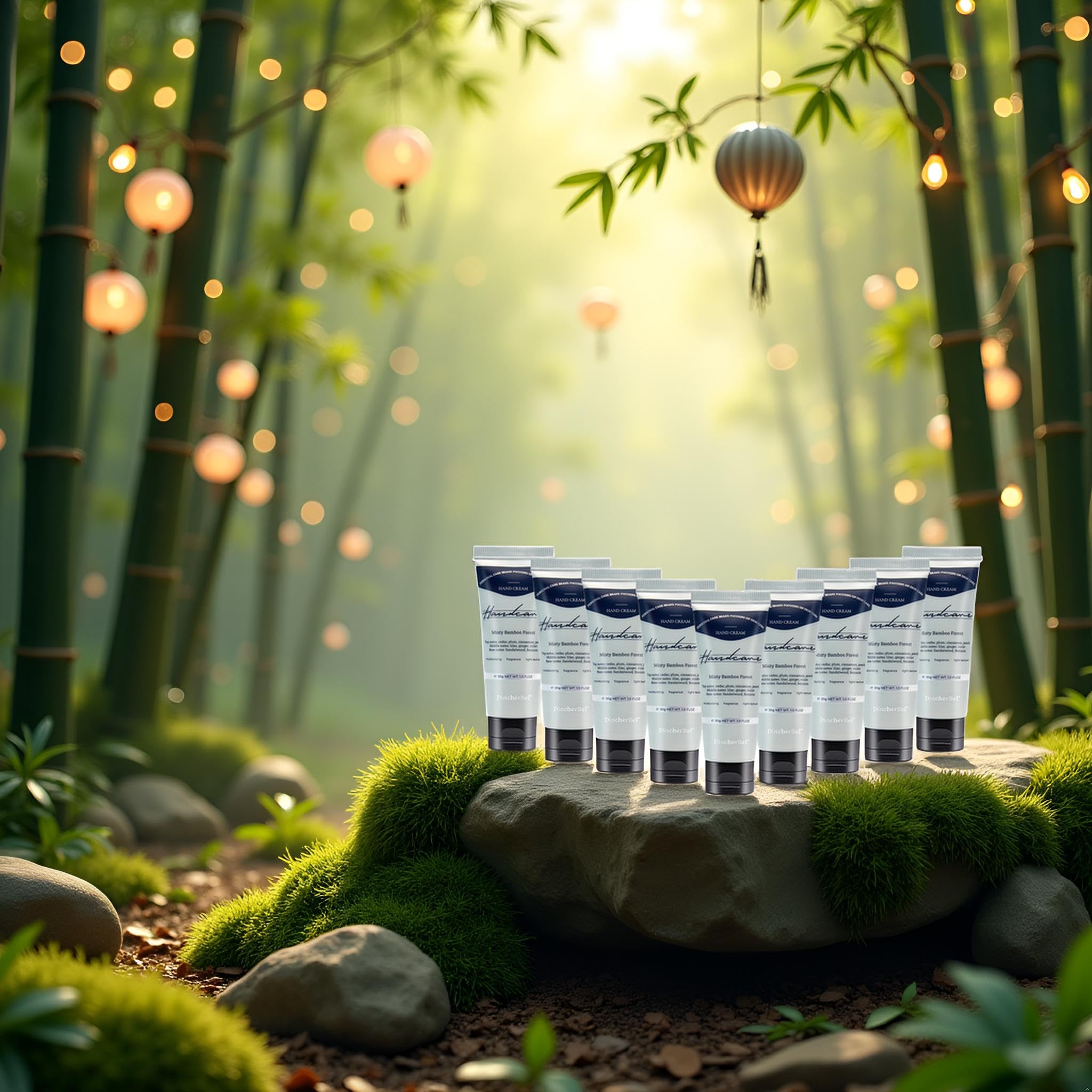 DincherBel 100-Pack Misty Bamboo Forest Hand Cream – Travel-Size Scented Hand Lotion Set (1 oz / 30 ml)