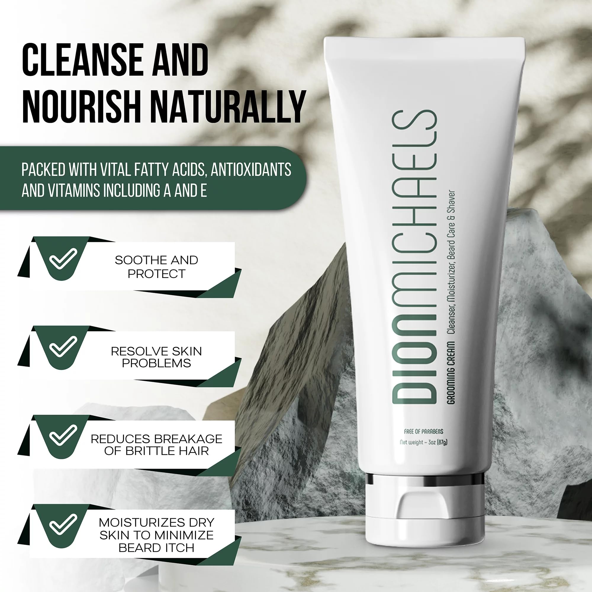 Dion Michaels 4-in-1 Grooming Cream for Men – Shave, Facial Cleanse, Beard Care & Moisturizer