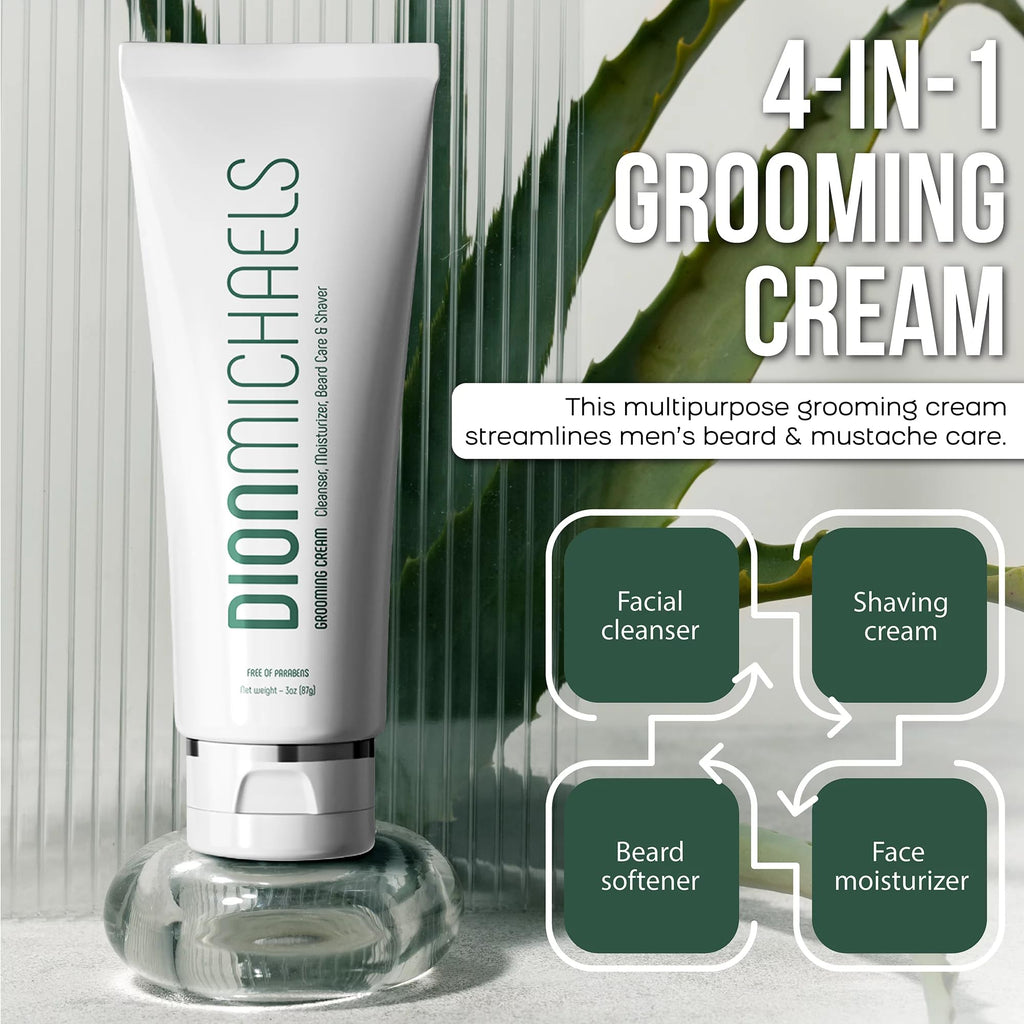 Dion Michaels 4-in-1 Grooming Cream for Men – Shave, Facial Cleanse, Beard Care & Moisturizer