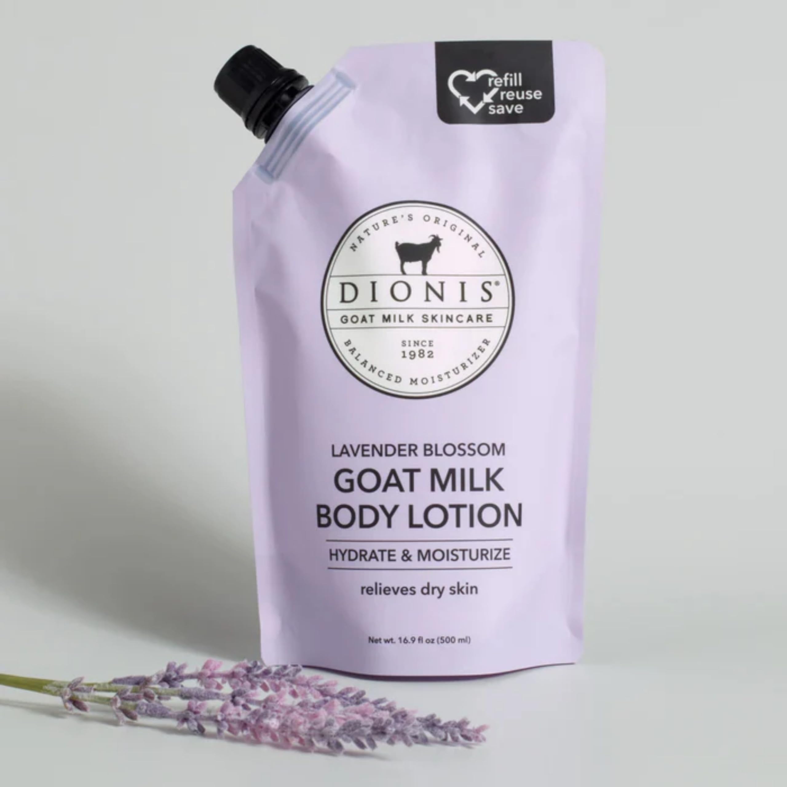 Dionis Goat Milk Body Lotion Refill Pouch 16.9oz | Hydrating, Cruelty-Free, Dermatologist Tested