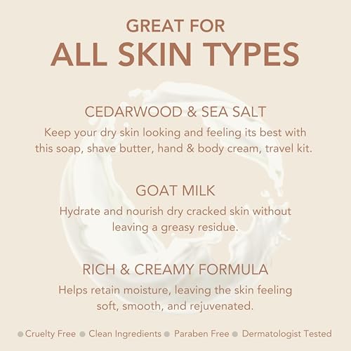Dionis Cedarwood & Sea Salt Goat Milk 3pc Gift Set | Shave Butter, Lotion & Bar Soap