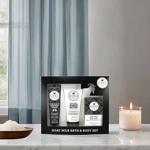 Dionis Cedarwood & Sea Salt Goat Milk 3pc Gift Set | Shave Butter, Lotion & Bar Soap