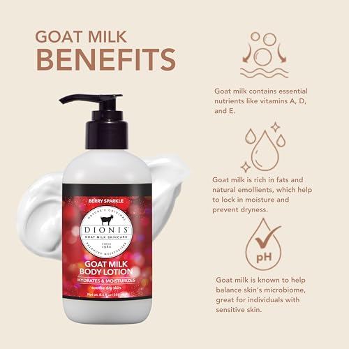 Dionis Berry Sparkle Goat Milk Body Lotion 8.5 oz | Hydrating, Non-Greasy