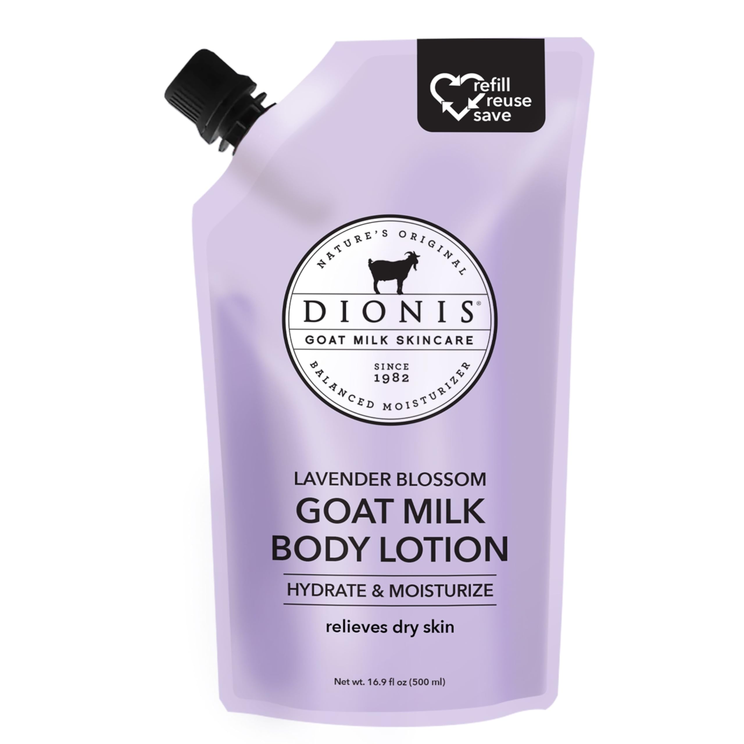 Dionis Goat Milk Body Lotion Refill Pouch 16.9oz | Hydrating, Cruelty-Free, Dermatologist Tested