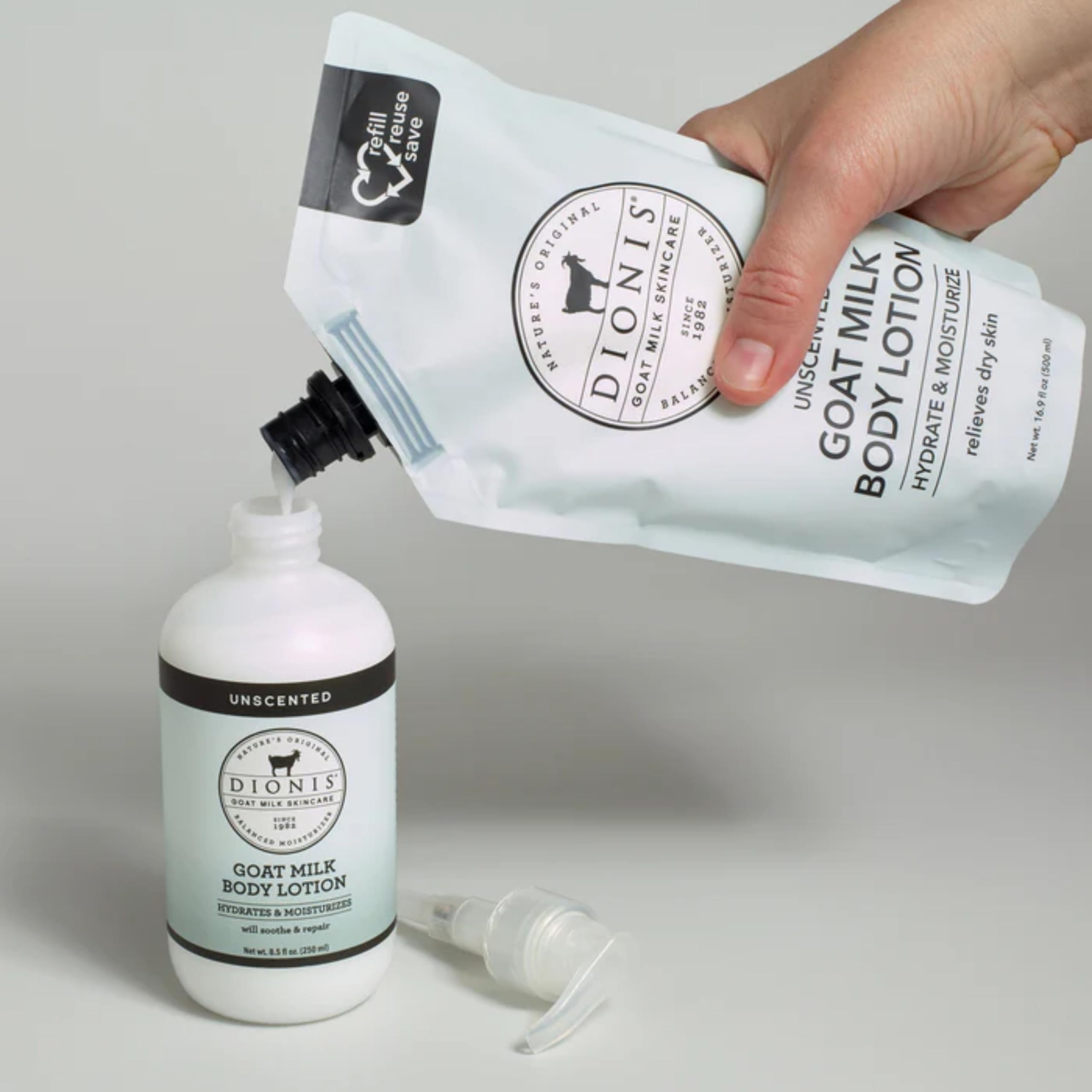 Dionis Goat Milk Body Lotion – 16.9 oz Refill Pouch, Fragrance-Free & Cruelty-Free