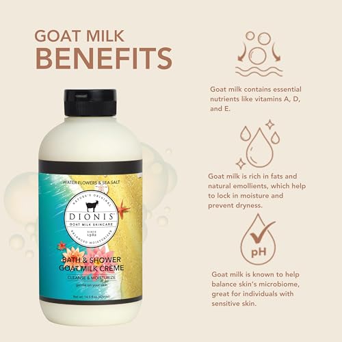 Dionis Water Flowers & Sea Salt Goat Milk Bath Soap & Shower Crème – 14.5 oz